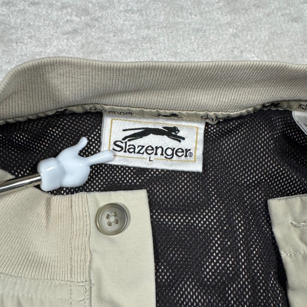 Slazenger Mens Beige Golf Pullover‎ Windbreaker Jacket L Nevillewood CC - Picture 3 of 10